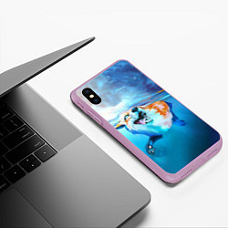 Чехол iPhone XS Max матовый ПЛЫВУЩАЯ ЛИСИЧКА, цвет: 3D-сиреневый — фото 2