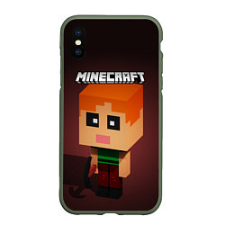 Чехол iPhone XS Max матовый MINECRAFT МАЙНКРАФТ Z, цвет: 3D-темно-зеленый