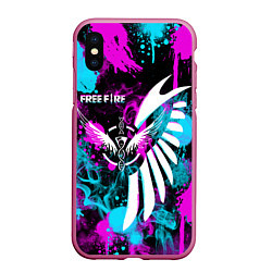 Чехол iPhone XS Max матовый FREE FIRE NEON, цвет: 3D-малиновый