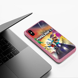 Чехол iPhone XS Max матовый MINECRAFT МАЙНКРАФТ Z, цвет: 3D-малиновый — фото 2