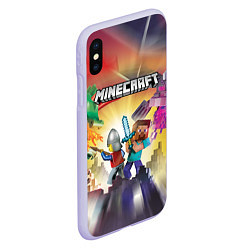 Чехол iPhone XS Max матовый MINECRAFT МАЙНКРАФТ Z, цвет: 3D-светло-сиреневый — фото 2