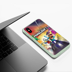 Чехол iPhone XS Max матовый MINECRAFT МАЙНКРАФТ Z, цвет: 3D-салатовый — фото 2