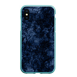 Чехол iPhone XS Max матовый Темно-синяя текстура камня