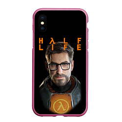 Чехол iPhone XS Max матовый HALF-LIFE FREEMAN ФРИМАН Z, цвет: 3D-малиновый