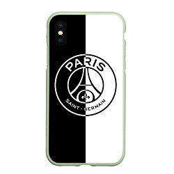 Чехол iPhone XS Max матовый ФК ПСЖ PSG BLACK & WHITE, цвет: 3D-салатовый