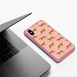 Чехол iPhone XS Max матовый Гепарды на розовом, цвет: 3D-малиновый — фото 2