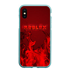 Чехол iPhone XS Max матовый ROBLOX ОГОНЬ, цвет: 3D-мятный