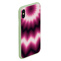 Чехол iPhone XS Max матовый Черно-пурпурный калейдоскоп, цвет: 3D-салатовый — фото 2