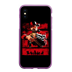 Чехол iPhone XS Max матовый Red Dead Redemption 2, цвет: 3D-фиолетовый