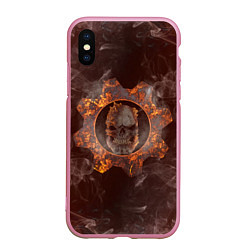 Чехол iPhone XS Max матовый ШЕСТЕРНЯ GEARS OF WAR Z, цвет: 3D-розовый
