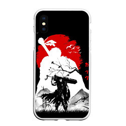 Чехол iPhone XS Max матовый Берсерк силуэт Гатса, цвет: 3D-белый