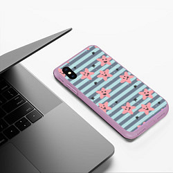 Чехол iPhone XS Max матовый Smiling Stars, цвет: 3D-сиреневый — фото 2