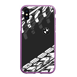 Чехол iPhone XS Max матовый БМВ BMW TIRE TREAD, цвет: 3D-фиолетовый