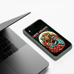 Чехол iPhone XS Max матовый Amon Amarth, цвет: 3D-темно-зеленый — фото 2