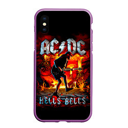 Чехол iPhone XS Max матовый ACDC HELLS BELLS, цвет: 3D-фиолетовый