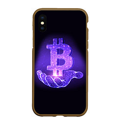 Чехол iPhone XS Max матовый BITCOIN IN HAND БИТКОИН, цвет: 3D-коричневый