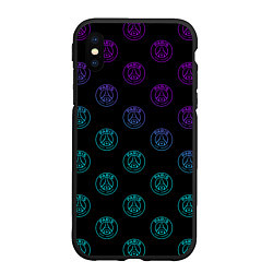 Чехол iPhone XS Max матовый PSG NEON ПСЖ НЕОН, цвет: 3D-черный