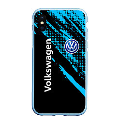 Чехол iPhone XS Max матовый Volkswagen Фольксваген, цвет: 3D-голубой