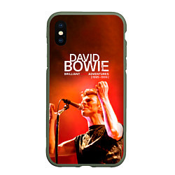 Чехол iPhone XS Max матовый Brilliant Live Adventures - David Bowie, цвет: 3D-темно-зеленый