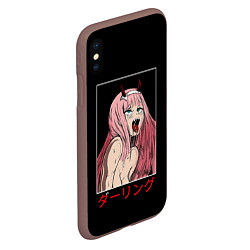 Чехол iPhone XS Max матовый Зеро ту ahegao франкс, цвет: 3D-коричневый — фото 2