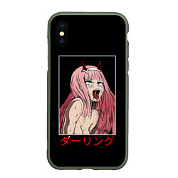 Чехол iPhone XS Max матовый Зеро ту ahegao франкс, цвет: 3D-темно-зеленый