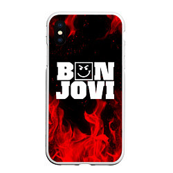 Чехол iPhone XS Max матовый BON JOVI HAVE A NICE DAY FIRE ОГОНЬ, цвет: 3D-белый