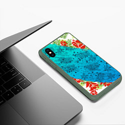 Чехол iPhone XS Max матовый ЛЕТНИЕ КРАСКИ ТРОПИКИ, цвет: 3D-темно-зеленый — фото 2