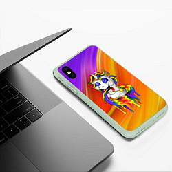 Чехол iPhone XS Max матовый Единорог Unicorn Rainbow Z, цвет: 3D-салатовый — фото 2