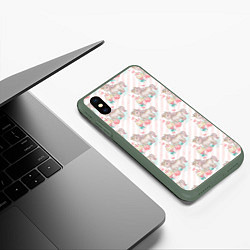 Чехол iPhone XS Max матовый Единороги паттер, цвет: 3D-темно-зеленый — фото 2