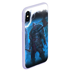 Чехол iPhone XS Max матовый ASSASSINS CREED VALHALLA ВАЛХАЛЛА, цвет: 3D-светло-сиреневый — фото 2