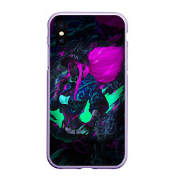 Чехол iPhone XS Max матовый KDA AKALI NEON АКАЛИ НЕОН LEAGUE OF LEGENDS, цвет: 3D-светло-сиреневый