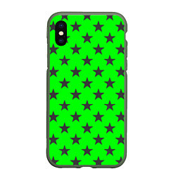 Чехол iPhone XS Max матовый Звездный фон зеленый, цвет: 3D-темно-зеленый