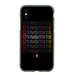 Чехол iPhone XS Max матовый DYNAMITE BTS, цвет: 3D-темно-зеленый