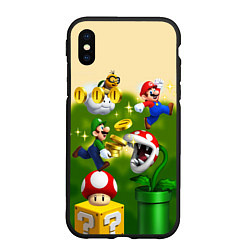 Чехол iPhone XS Max матовый Mario Coins, цвет: 3D-черный