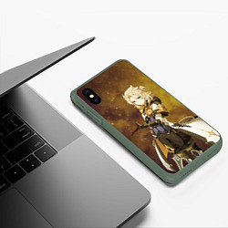 Чехол iPhone XS Max матовый Genshin Impact - Geo Albedo, цвет: 3D-темно-зеленый — фото 2