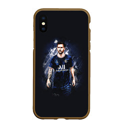 Чехол iPhone XS Max матовый Lionel Messi Paris Saint-Germain, цвет: 3D-коричневый