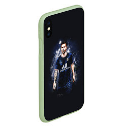 Чехол iPhone XS Max матовый Lionel Messi Paris Saint-Germain, цвет: 3D-салатовый — фото 2