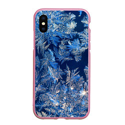 Чехол iPhone XS Max матовый Снежинки макро snowflakes macro, цвет: 3D-розовый