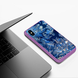 Чехол iPhone XS Max матовый Снежинки макро snowflakes macro, цвет: 3D-фиолетовый — фото 2
