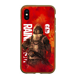 Чехол iPhone XS Max матовый RAINBOW SIX SIEGE РАДУГА 6 ОСАДА ДЫМ R6S SMOKE, цвет: 3D-коричневый