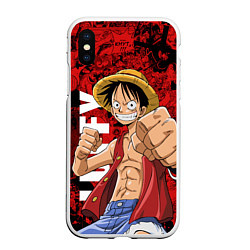 Чехол iPhone XS Max матовый Манки Д Луффи, One Piece, цвет: 3D-белый