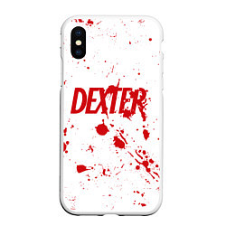 Чехол iPhone XS Max матовый Dexter logo Декстер брызги крови, цвет: 3D-белый