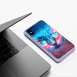 Чехол iPhone XS Max матовый ВСЕЛЕНСКИЙ КОТ, цвет: 3D-светло-сиреневый — фото 2