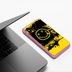 Чехол iPhone XS Max матовый Нирвана Гранж Nirvana Smile, цвет: 3D-малиновый — фото 2