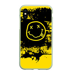 Чехол iPhone XS Max матовый Нирвана Гранж Nirvana Smile, цвет: 3D-салатовый
