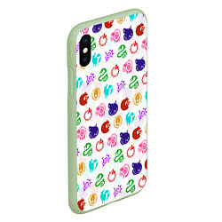 Чехол iPhone XS Max матовый 7 СМЕРТНЫХ ГРЕХОВ ЦВЕТНОЙ ПАТТЕРН СИМВОЛЫ, цвет: 3D-салатовый — фото 2