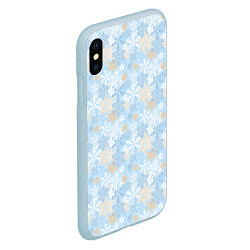 Чехол iPhone XS Max матовый Узоры Снежинки, цвет: 3D-голубой — фото 2