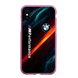 Чехол iPhone XS Max матовый BMW M PERFORMANCE NEON БМВ М НЕОН, цвет: 3D-малиновый