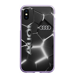 Чехол iPhone XS Max матовый AUDI GREY 3D ПЛИТЫ, цвет: 3D-светло-сиреневый