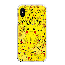 Чехол iPhone XS Max матовый ПИКАЧУ ПОКЕМОН PIKA PIKA, цвет: 3D-белый